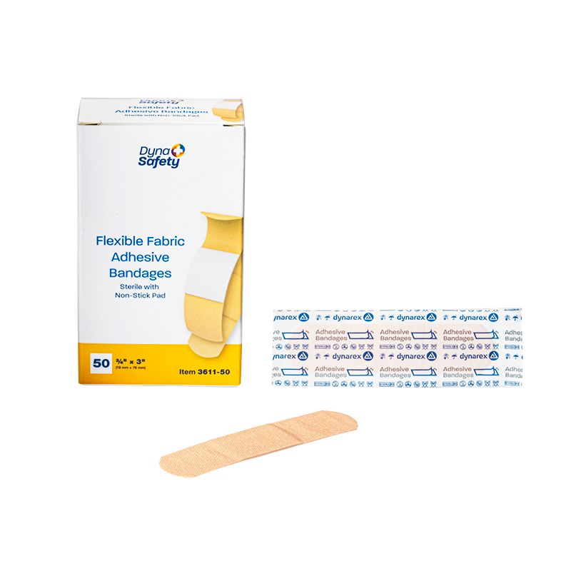 (Case) Sterile Flexible Fabric Adhesive Bandages – Multiple Sizes & Case Packs – Dynarex SKU 3611-50