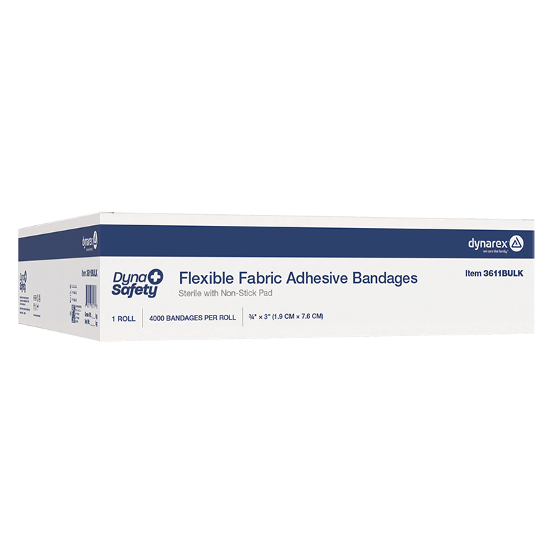 (Case) Sterile Flexible Fabric Adhesive Bandages – Multiple Sizes & Case Packs – Dynarex SKU 3611BULK
