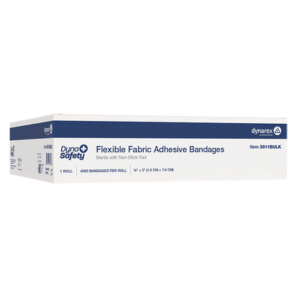 (Case) Sterile Flexible Fabric Adhesive Bandages – Multiple Sizes & Case Packs – Dynarex SKU 3611BULK