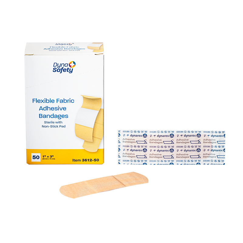 (Case) Sterile Flexible Fabric Adhesive Bandages – Multiple Sizes & Case Packs – Dynarex SKU 3612-50