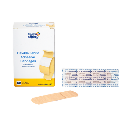 (Case) Sterile Flexible Fabric Adhesive Bandages – Multiple Sizes & Case Packs – Dynarex SKU 3612-50