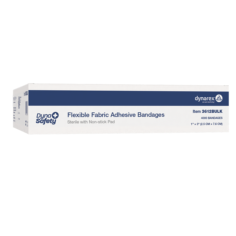 (Case) Sterile Flexible Fabric Adhesive Bandages – Multiple Sizes & Case Packs – Dynarex SKU 3612BULK