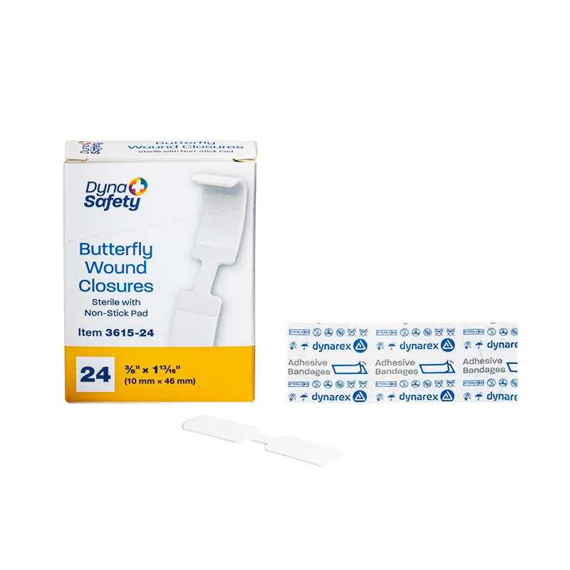(Case) Sterile Butterfly Wound Closures – Multiple Sizes & Case Packs – Dynarex SKU 3615-24