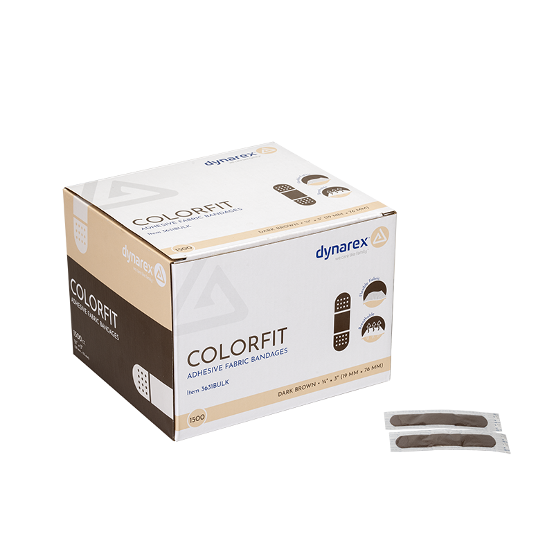 ColorFit Sterile Fabric Bandages – Brown & Dark Brown Case Packs – Dynarex SKU 3631BULK