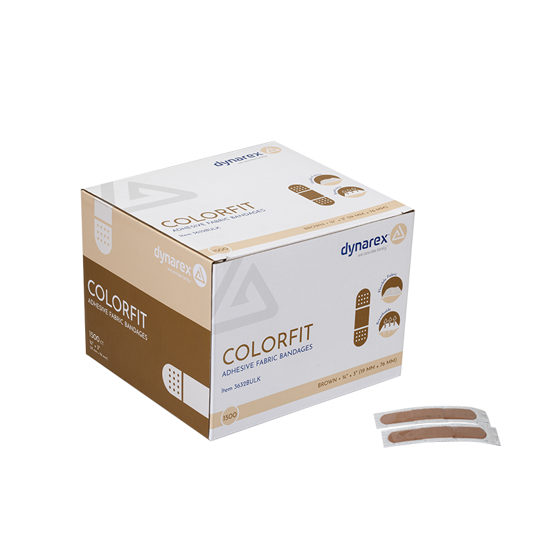ColorFit Sterile Fabric Bandages – Brown & Dark Brown Case Packs – Dynarex SKU 3632BULK