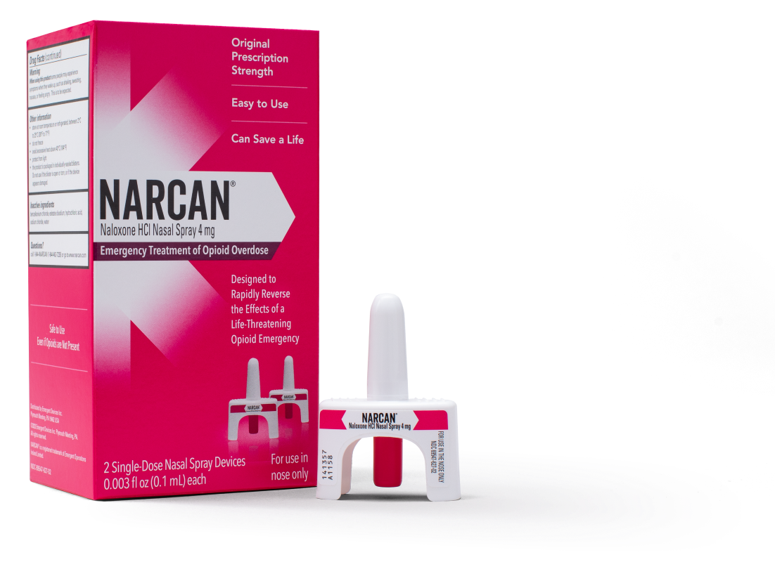 (Box) NARCAN Naloxone HCI Nasal Spray 4mg 2 Pack/Bx