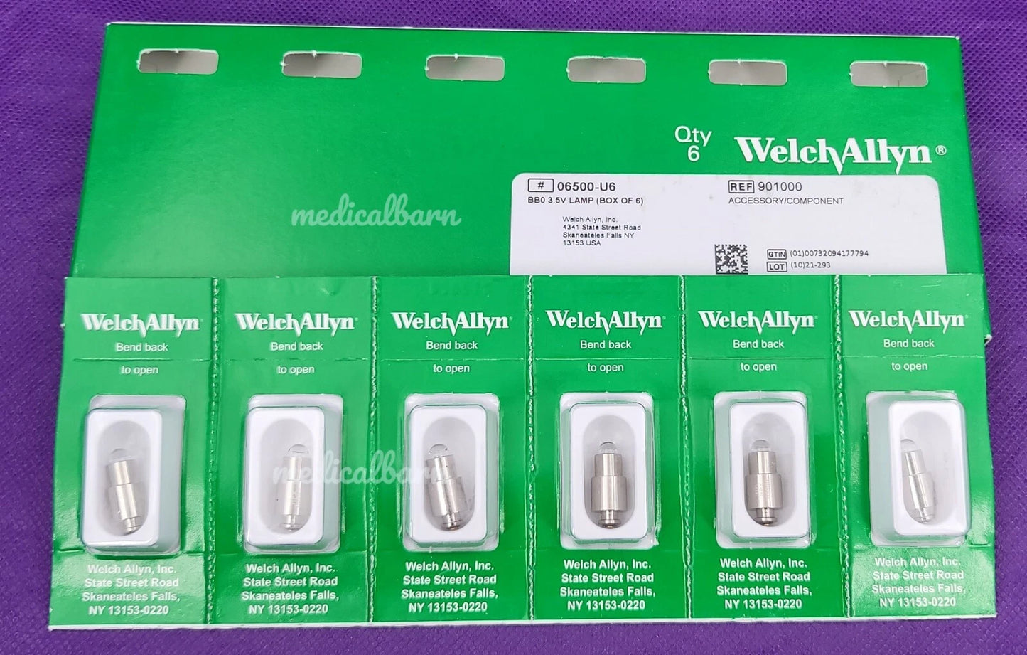 (Box) Welch Allyn 3.5 V Halogen HPX Lamp for MacroView Otoscopes (#s 23810, 23820, 23862, 23960) ; Qty. 6