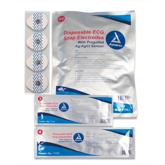 (Box) ECG Snap Electrodes - Disposable 50/bx 12/ca